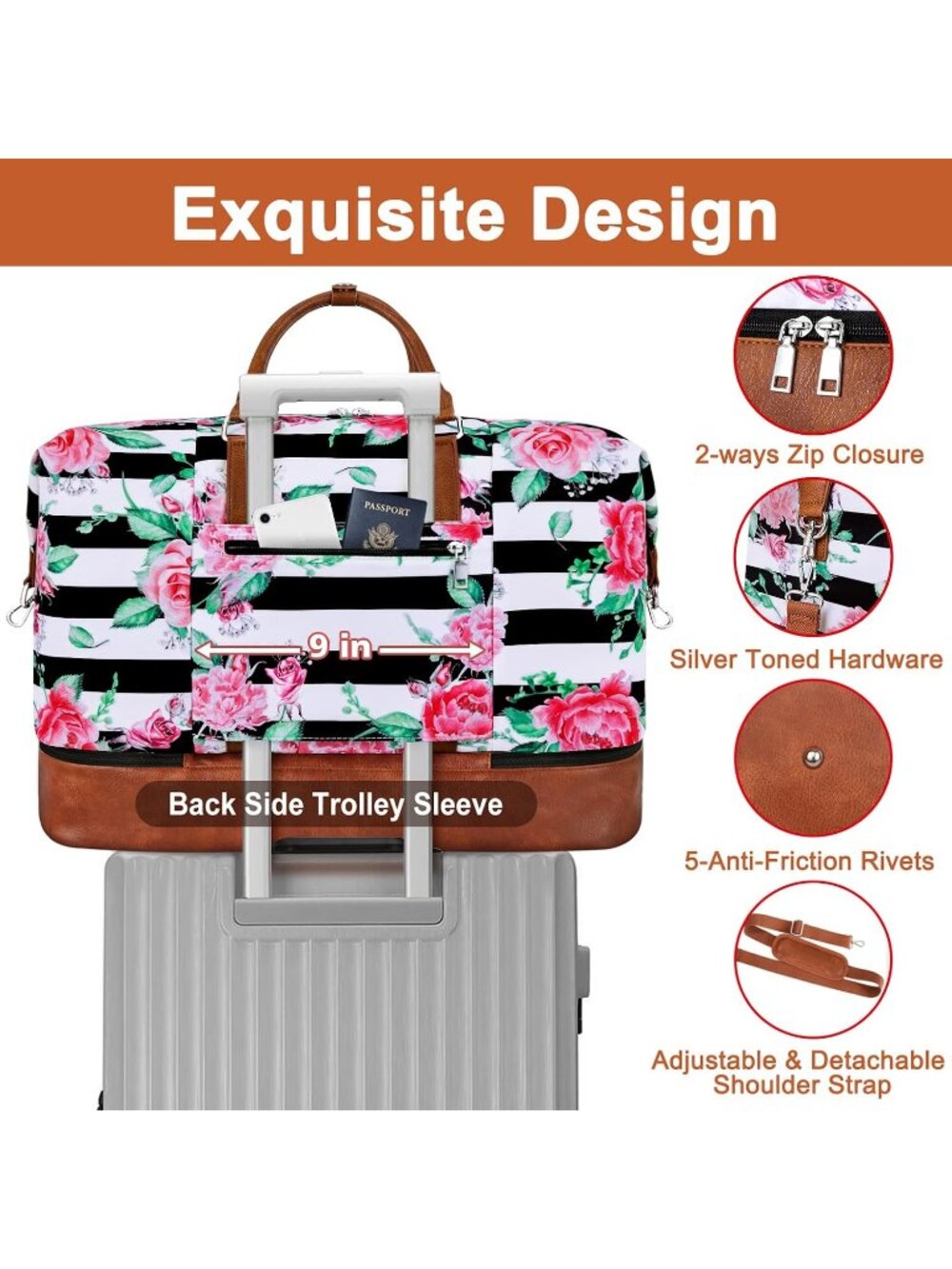 New Bag for Women, Overnight Bag with Shoe Compartment - Picture 5 of 7